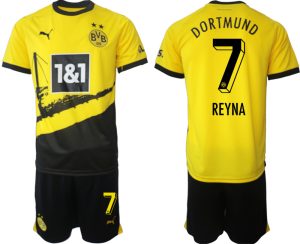 Giovanni Reyna #7 Borussia Dortmund Voetbalshirts Thuis tenue 2023-24 Korte Mouw (+ Korte broeken)