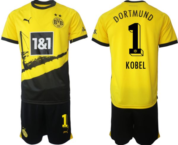 Gregor Kobel #1 Borussia Dortmund Voetbalshirts Thuis tenue 2023-24 Korte Mouw (+ Korte broeken)