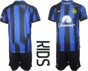 Inter Milan Voetbalshirts Thuis tenue 2023-24 Kids Korte Mouw (+ Korte broeken)