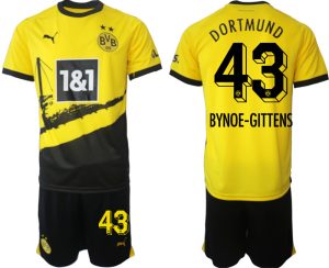 Jamie Bynoe-Gittens #43 Borussia Dortmund Voetbalshirts Thuis tenue 2023-24 Korte Mouw (+ Korte broeken)