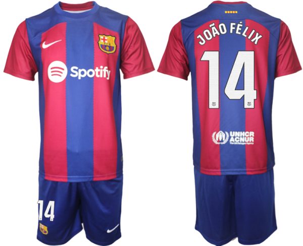 Joao Felix #14 Barcelona Voetbalshirts Thuis tenue 2023-24 Korte Mouw (+ Korte broeken)