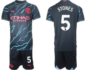 John Stones #5 Manchester City Voetbalshirts Derde tenue 2023-24 Korte Mouw (+ Korte broeken)