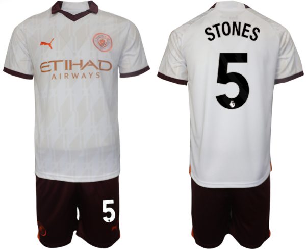 John Stones #5 Manchester City Voetbalshirts Uit tenue 2023-24 Korte Mouw (+ Korte broeken)