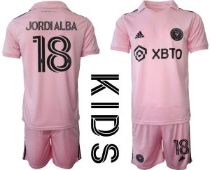 Jordi Alba #18 Inter Miami Thuis tenue 2023-24 Kids Korte Mouw (+ Korte broeken)