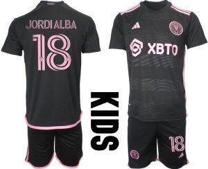 Jordi Alba #18 Inter Miami Uit tenue 2023-24 Kids Korte Mouw (+ Korte broeken)