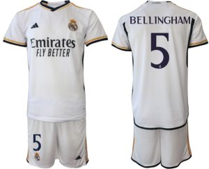 Jude Bellingham #5 Real Madrid Thuis tenue 2023-24 Korte Mouw (+ Korte broeken)