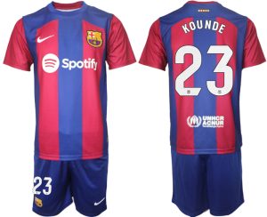 Jules Kounde #23 Barcelona Voetbalshirts Thuis tenue 2023-24 Korte Mouw (+ Korte broeken)