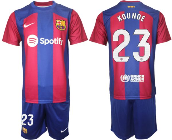 Jules Kounde #23 Barcelona Voetbalshirts Thuis tenue 2023-24 Korte Mouw (+ Korte broeken)