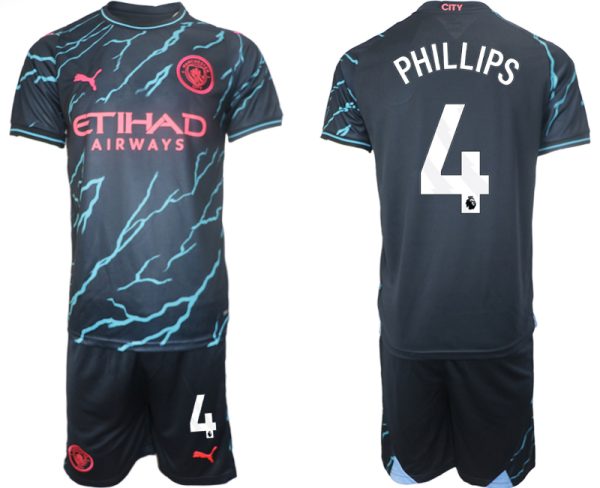 Kalvin Phillips #4 Manchester City Voetbalshirts Derde tenue 2023-24 Korte Mouw (+ Korte broeken)