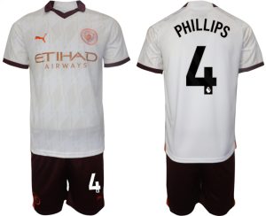 Kalvin Phillips #4 Manchester City Voetbalshirts Uit tenue 2023-24 Korte Mouw (+ Korte broeken)