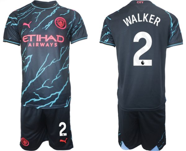 Kyle Walker #2 Manchester City Voetbalshirts Derde tenue 2023-24 Korte Mouw (+ Korte broeken)