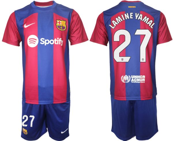 Lamine Yamal #27 Barcelona Voetbalshirts Thuis tenue 2023-24 Korte Mouw (+ Korte broeken)