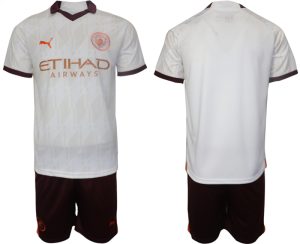 Manchester City Voetbalshirts Uit tenue 2023-24 Korte Mouw (+ Korte broeken)