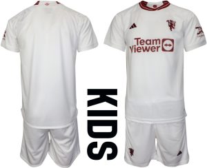 Manchester United Voetbalshirts Derde tenue 2023-24 Kids Korte Mouw (+ Korte broeken)