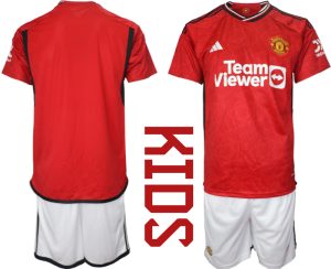 Manchester United Voetbalshirts Thuis tenue 2023-24 Kids Korte Mouw (+ Korte broeken)