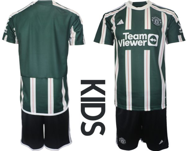 Manchester United Voetbalshirts Uit tenue 2023-24 Kids Korte Mouw (+ Korte broeken)