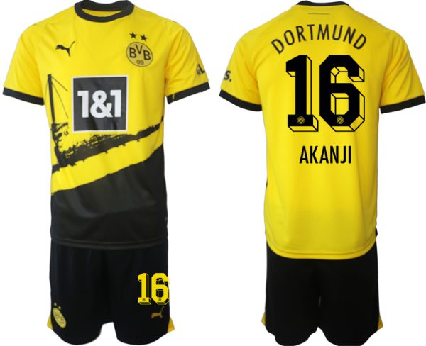 Manuel Akanji #16 Borussia Dortmund Voetbalshirts Thuis tenue 2023-24 Korte Mouw (+ Korte broeken)