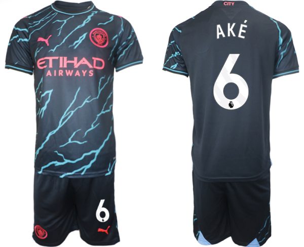 Nathan Ake #6 Manchester City Voetbalshirts Derde tenue 2023-24 Korte Mouw (+ Korte broeken)