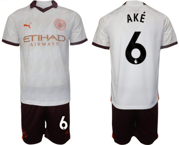 Nathan Ake #6 Manchester City Voetbalshirts Uit tenue 2023-24 Korte Mouw (+ Korte broeken)