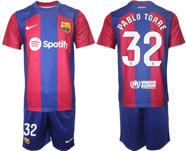 Pablo Torre #32 Barcelona Voetbalshirts Thuis tenue 2023-24 Korte Mouw (+ Korte broeken)