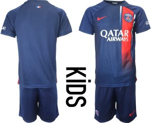 Paris Saint-Germain Voetbalshirts Thuis tenue 2023-24 Kids Korte Mouw (+ Korte broeken)