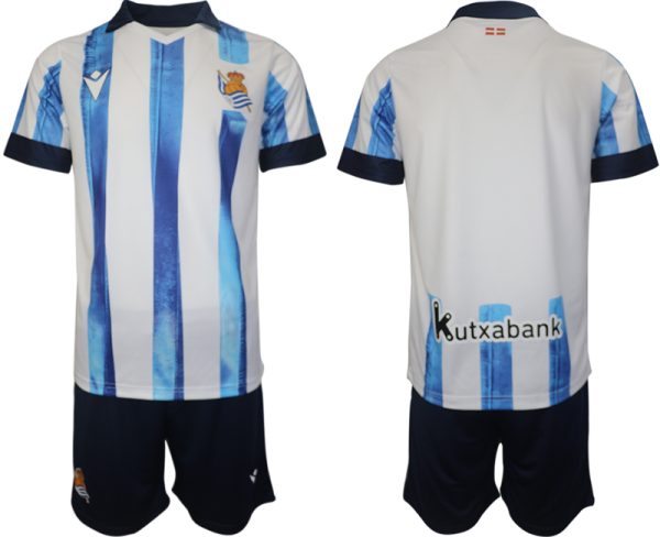 Real Sociedad Voetbalshirts Thuis tenue 2023-24 Korte Mouw (+ Korte broeken)