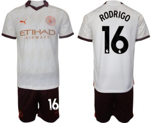 Rodrigo #16 Manchester City Voetbalshirts Uit tenue 2023-24 Korte Mouw (+ Korte broeken)