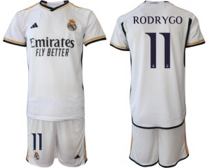 Rodrygo #11 Real Madrid Thuis tenue 2023-24 Korte Mouw (+ Korte broeken)