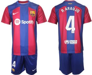 Ronald Araujo #4 Barcelona Voetbalshirts Thuis tenue 2023-24 Korte Mouw (+ Korte broeken)