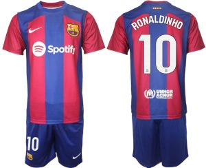 Ronaldinho #10 Barcelona Voetbalshirts Thuis tenue 2023-24 Korte Mouw (+ Korte broeken)