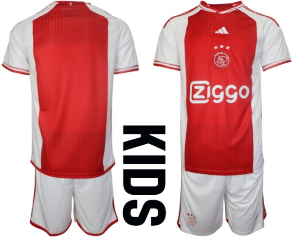 Ajax Voetbalshirts Thuis tenue 2023-24 Kids Korte Mouw (+ Korte broeken)