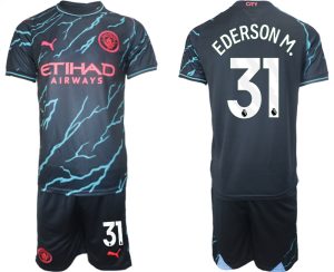 Ederson M. #31 Manchester City Voetbalshirts Derde tenue 2023-24 Korte Mouw (+ Korte broeken)