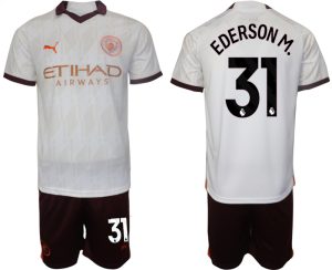 Ederson M. #31 Manchester City Voetbalshirts Uit tenue 2023-24 Korte Mouw (+ Korte broeken)