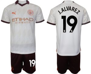 Julian Alvarez #19 Manchester City Voetbalshirts Uit tenue 2023-24 Korte Mouw (+ Korte broeken)