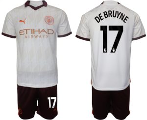 Kevin De Bruyne #17 Manchester City Voetbalshirts Uit tenue 2023-24 Korte Mouw (+ Korte broeken)