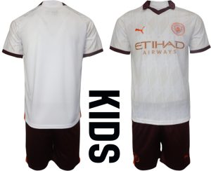Manchester City Voetbalshirts Uit tenue 2023-24 Kids Korte Mouw (+ Korte broeken)