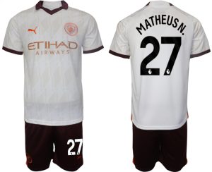 Matheus Nunes #27 Manchester City Voetbalshirts Uit tenue 2023-24 Korte Mouw (+ Korte broeken)