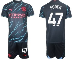 Phil Foden #47 Manchester City Voetbalshirts Derde tenue 2023-24 Korte Mouw (+ Korte broeken)