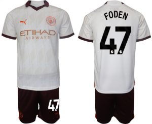 Phil Foden #47 Manchester City Voetbalshirts Uit tenue 2023-24 Korte Mouw (+ Korte broeken)