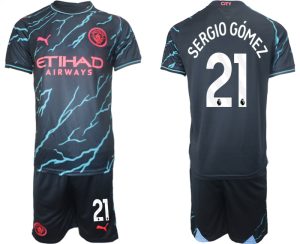 Sergio Gomez #21 Manchester City Voetbalshirts Derde tenue 2023-24 Korte Mouw (+ Korte broeken)