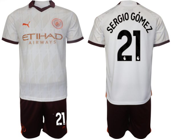 Sergio Gomez #21 Manchester City Voetbalshirts Uit tenue 2023-24 Korte Mouw (+ Korte broeken)
