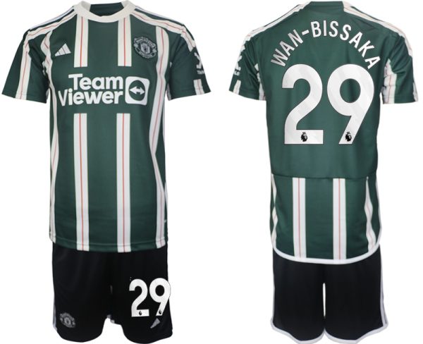 Aaron Wan-Bissaka #29 Manchester United Voetbalshirts Uit tenue 2023-24 Korte Mouw (+ Korte broeken)