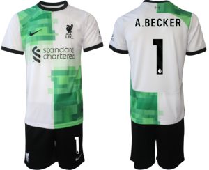 Alisson Becker #1 Liverpool Voetbalshirts Uit tenue 2023-24 Korte Mouw (+ Korte broeken)