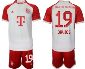 Alphonso Davies #19 Bayern Munich Voetbalshirts Thuis tenue 2023-24 Korte Mouw (+ Korte broeken)