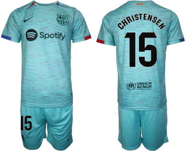 Andreas Christensen #15 Barcelona Voetbalshirts Derde tenue 2023-24 Korte Mouw (+ Korte broeken)