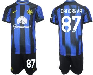 Antonio Candreva 87 Inter Milan Voetbalshirts Thuis tenue 2023-24 Korte Mouw (+ Korte broeken)