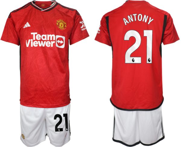 Antony #21 Manchester United Voetbalshirts Thuis tenue 2023-24 Korte Mouw (+ Korte broeken)