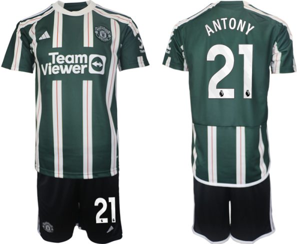 Antony #21 Manchester United Voetbalshirts Uit tenue 2023-24 Korte Mouw (+ Korte broeken)