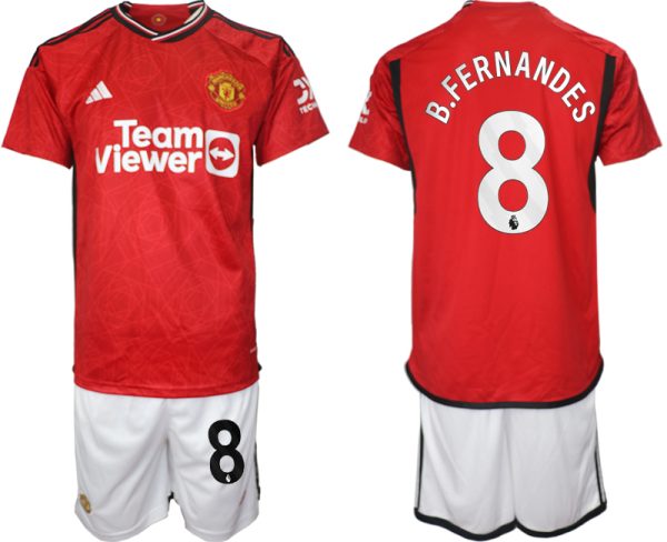 Bruno Fernandes #8 Manchester United Voetbalshirts Thuis tenue 2023-24 Korte Mouw (+ Korte broeken)