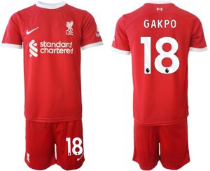 Cody Gakpo #18 Liverpool Voetbalshirts Thuis tenue 2023-24 Korte Mouw (+ Korte broeken)